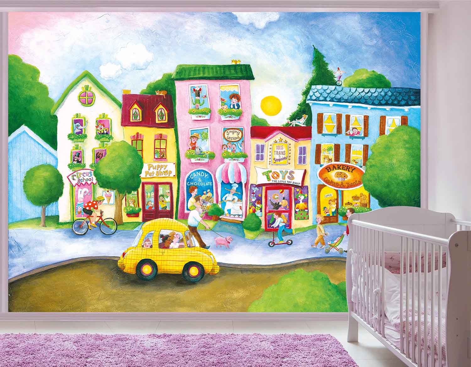 Wallpaper Mural Candy Street English Version Muralunique