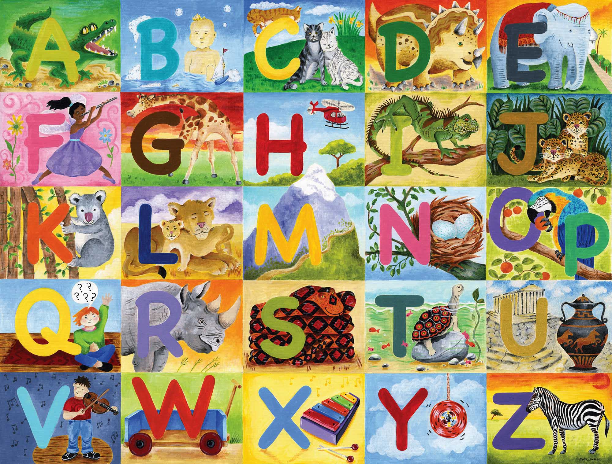 Dino Alphabet Wallpaper in Multicoloured – I Love Wallpaper