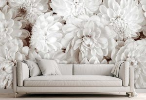 Wallpaper Mural Dahlia Flowers in Sepia | Muralunique