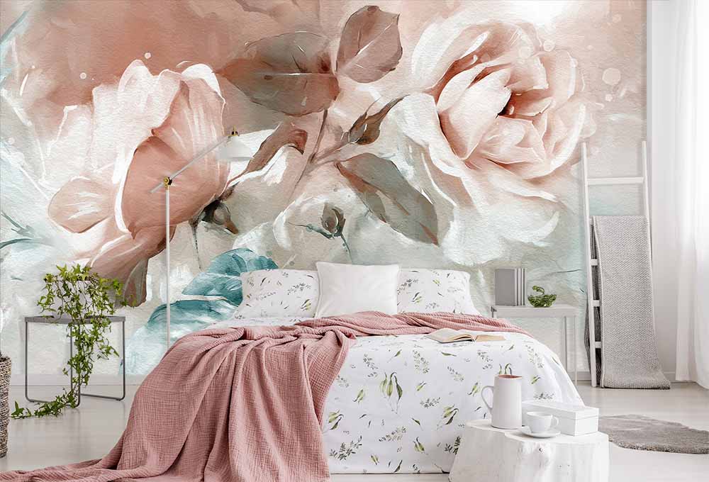 Flower Wallpaper AS Creation Textured Vinyl White Rose Floral Pink
