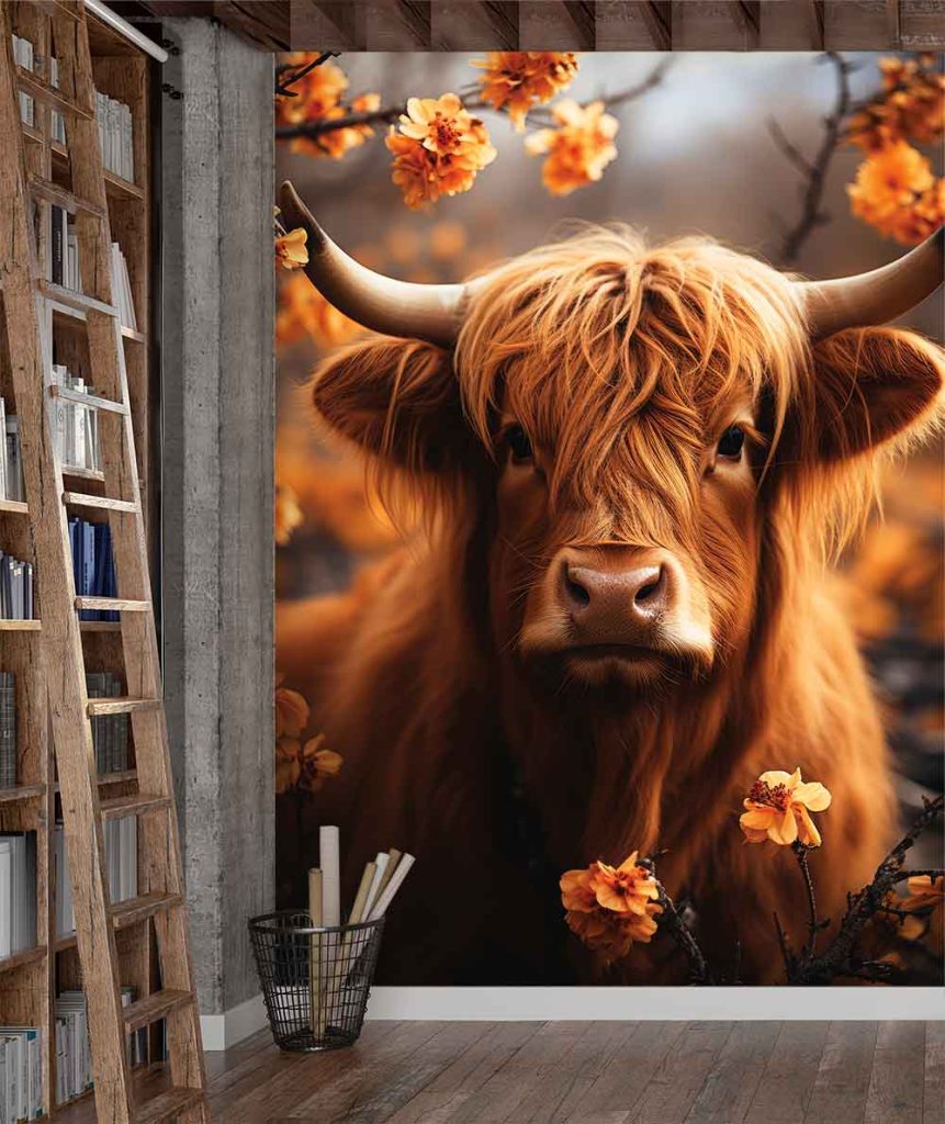 Wallpaper Mural Highland Cow | Muralunique